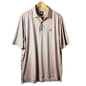 FJ Polo Dolphin Print Mens Large Golf Athleisure Moisture Wicking Athletic